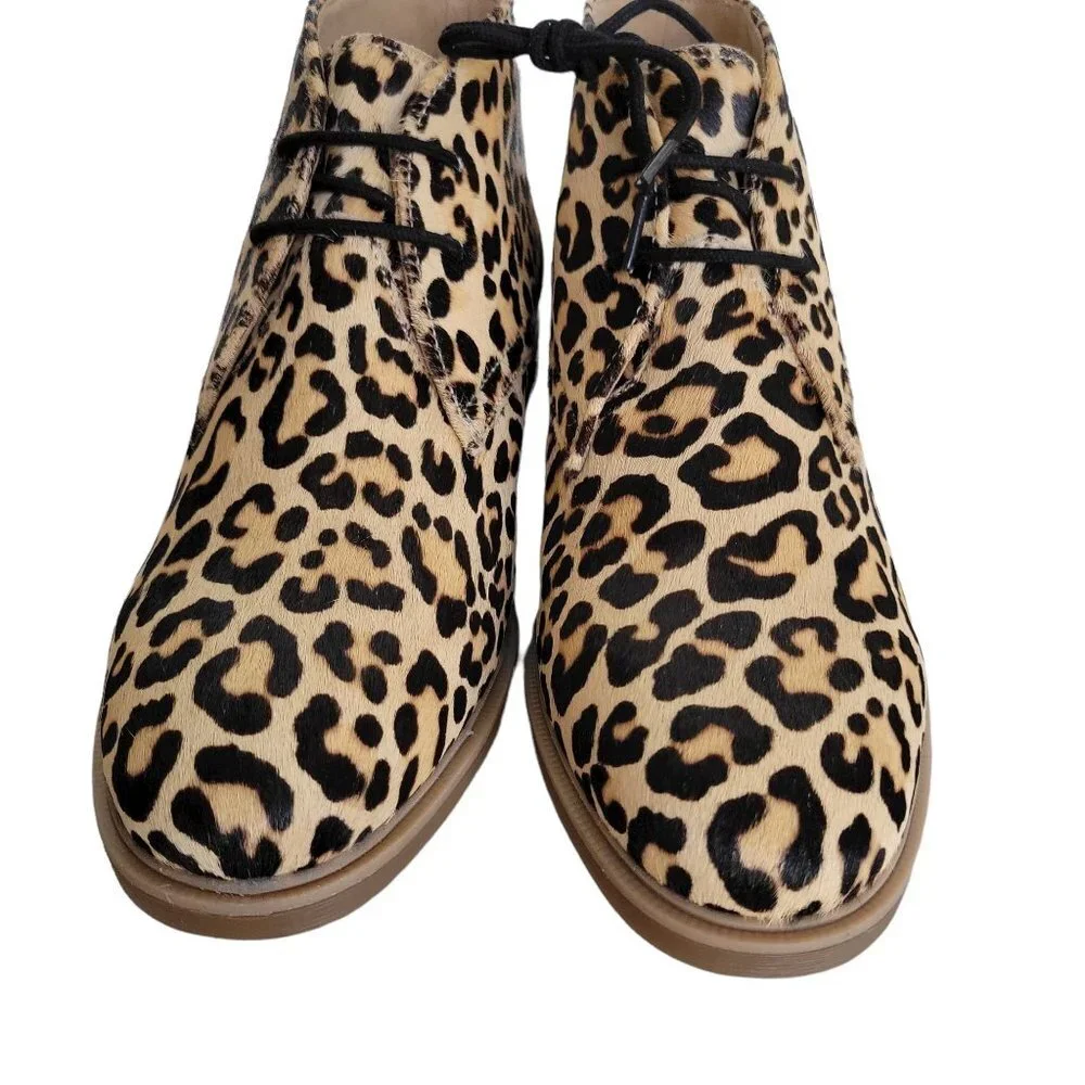 New - HUSH PUPPIES Haircalf Comfort Chukkas Leopard Women | 6.5